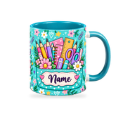 Turquoise Stationery Pocket Teacher Mug – 320ml — right view on a transparent background