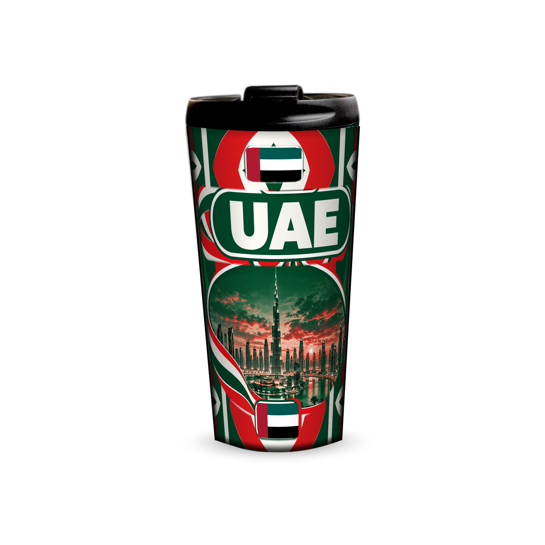 UAE 480ml tumbler front view with country design
