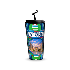Uzbekistan 480ml tumbler with reusable straw