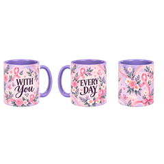 With You Always Pinktober Mug – Light Purple, 320ml, three-view overview