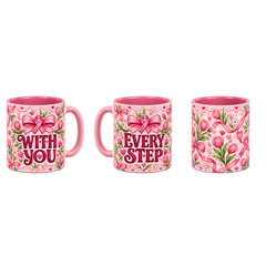With You Pinktober Mug – Pink, 320ml, three-view overview
