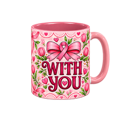 With You Pinktober Mug – Pink, 320ml, right handle view