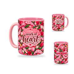 Work Of Heart Mug – 320ml, Pink ceramic mug, opposite-side of the Teacher’s Day artwork