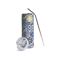 Blue Mosaic 600ml Tumbler with Straw