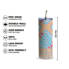 Floral Serenity Arabic 600ml Tumbler with Straw