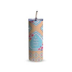 Floral Serenity Arabic 600ml Tumbler with Straw