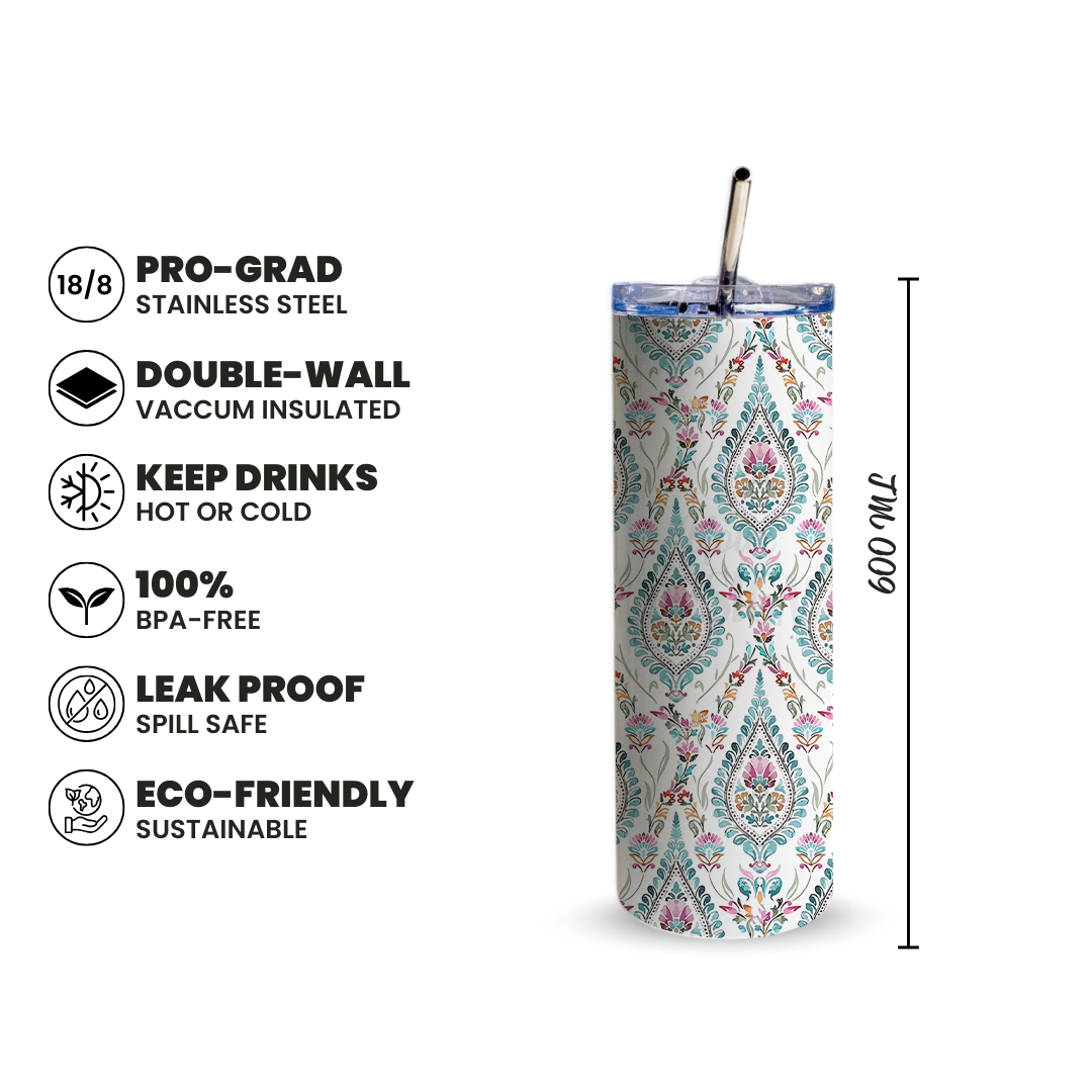 Arabian Bloom 600ml Tumbler with Straw