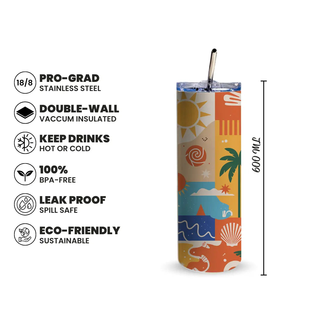 Sunset Coast 600ml Tumbler with Straw