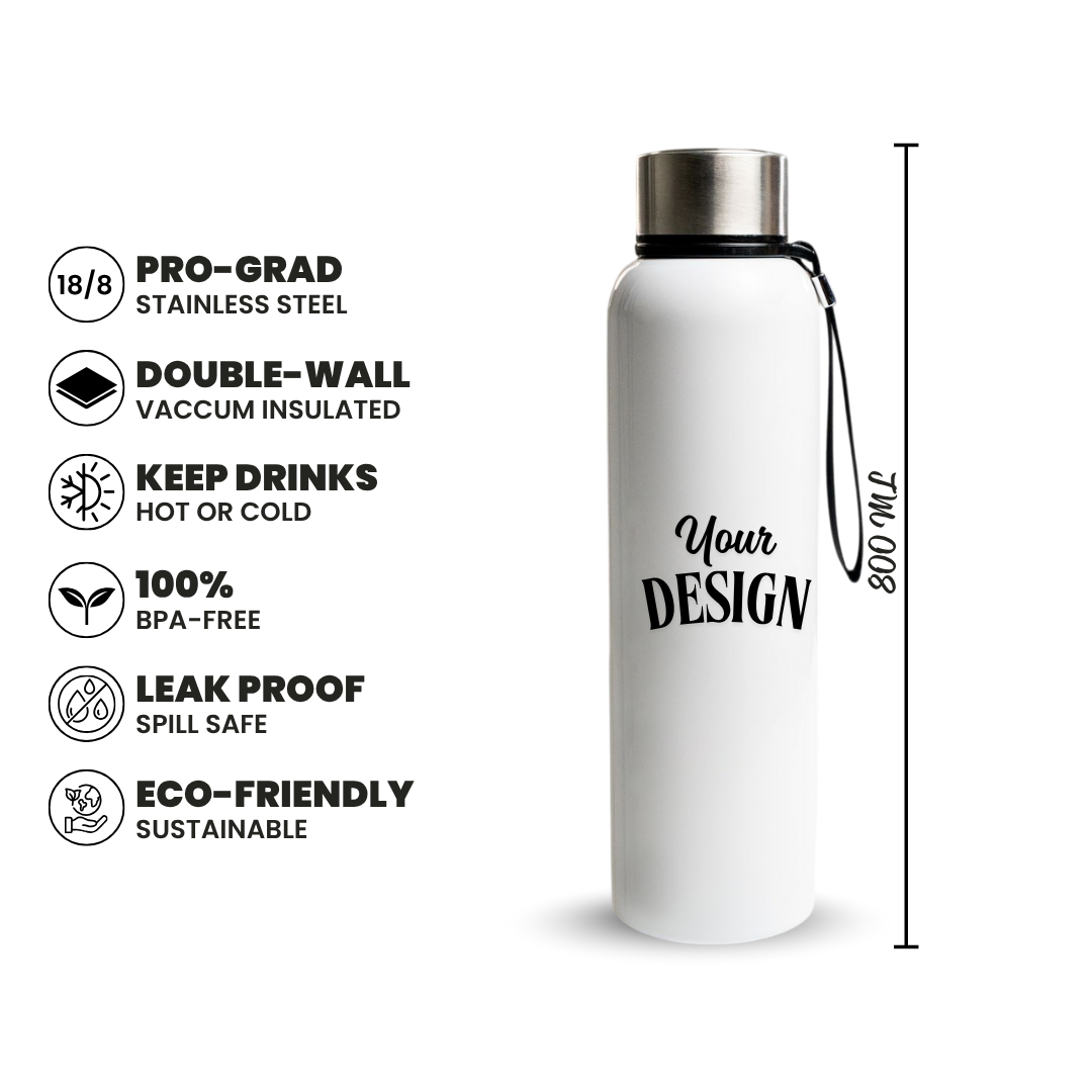 Custom 800ml Stainless Steel Water Bottle with Portable String