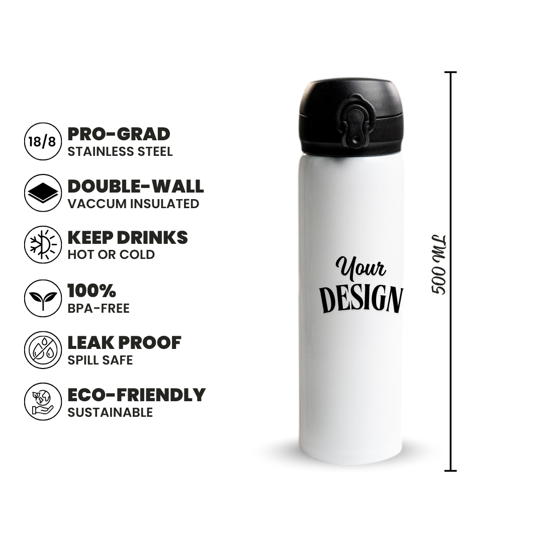 Custom 500ml Stainless Steel Water Bottle with Pop Lid