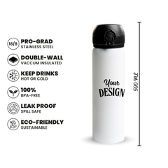 Custom 500ml Stainless Steel Water Bottle with Pop Lid