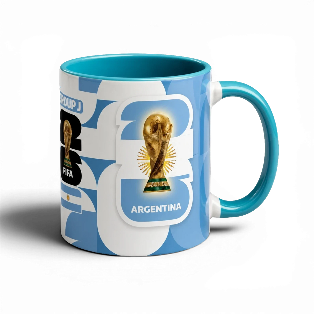 Shop the Argentina World Cup Mug – 320ml by Fann Bliss. A glossy full-wrap ceramic mug with a bold Argentina football fan design, perfect for match days and gifts.