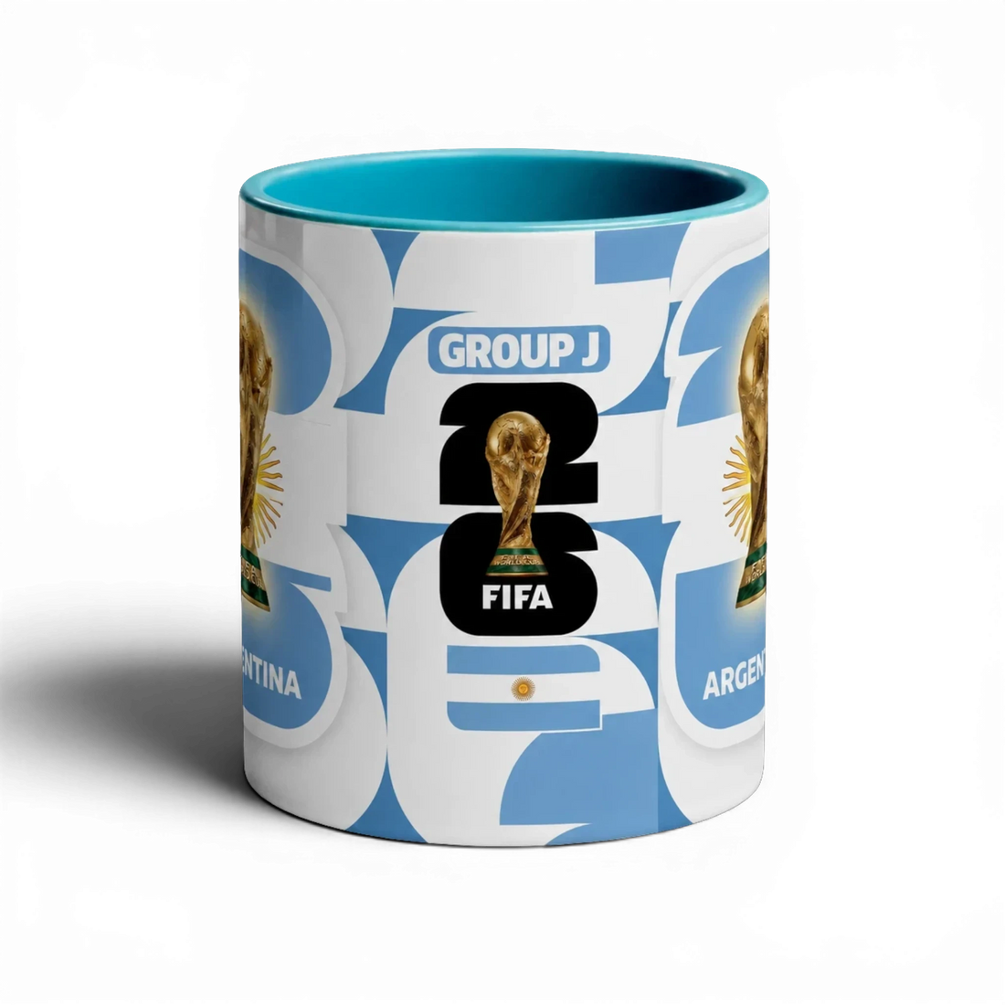 Shop the Argentina World Cup Mug – 320ml by Fann Bliss. A glossy full-wrap ceramic mug with a bold Argentina football fan design, perfect for match days and gifts.