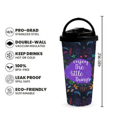 Dark Flourish 480ml Tumbler with Handle Lid Fann Bliss