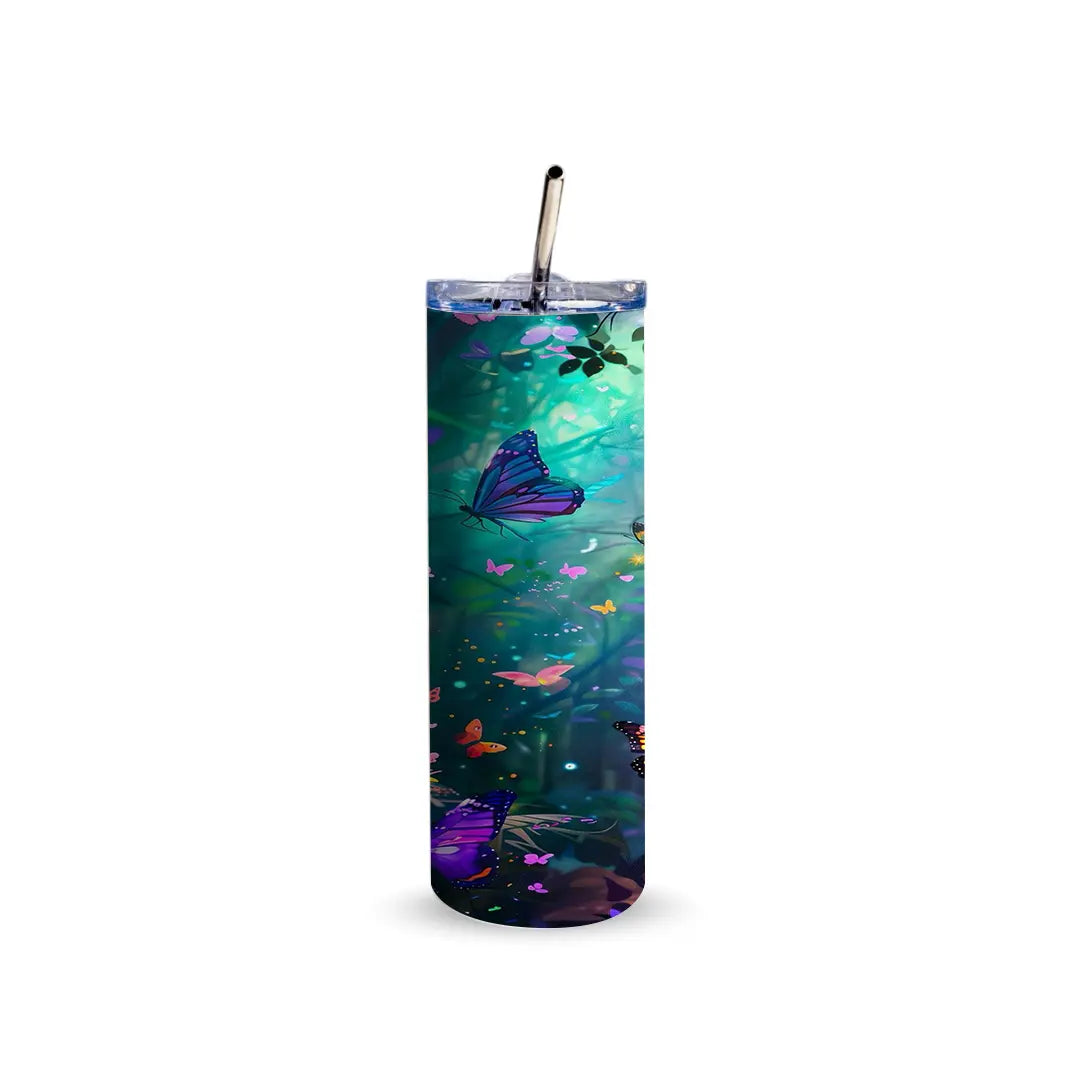Butterfly Forest 600ml Tumbler with Straw Fann Bliss