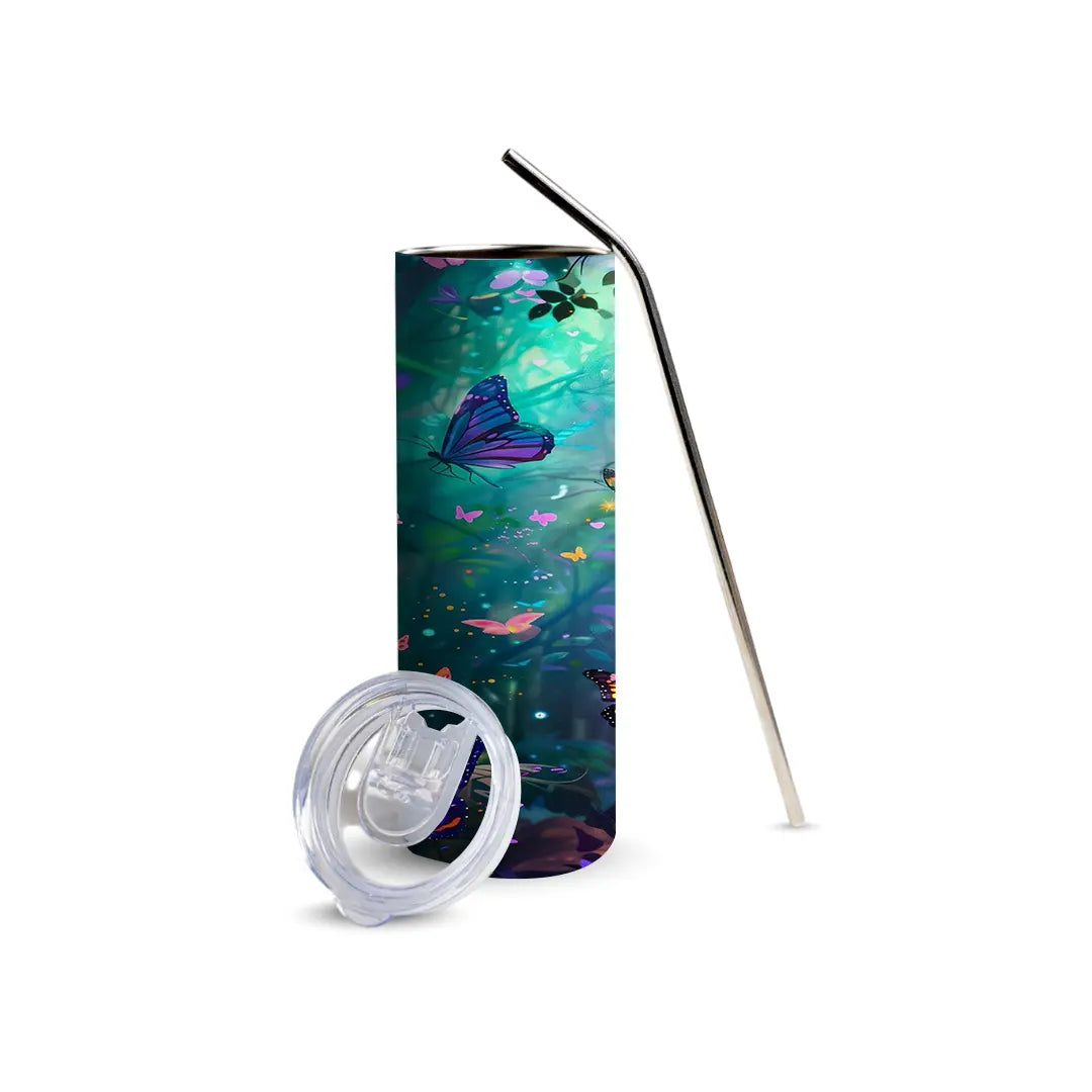 Butterfly Forest 600ml Tumbler with Straw Fann Bliss