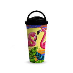 Flamingos 480ml Tumbler with Handle Lid