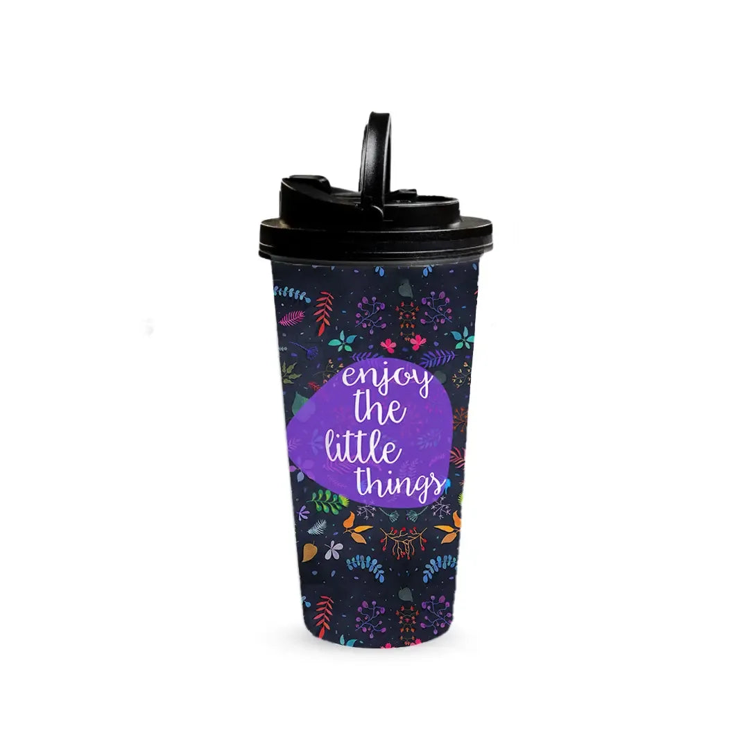 Dark Flourish 480ml Tumbler with Handle Lid Fann Bliss