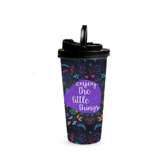 Dark Flourish 480ml Tumbler with Handle Lid Fann Bliss