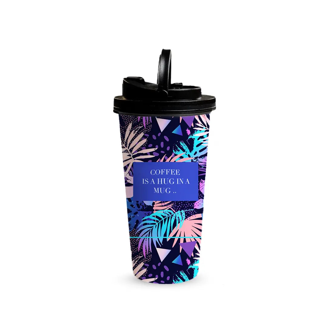 Coffee Hug 480ml Tumbler with Handle Lid Fann Bliss