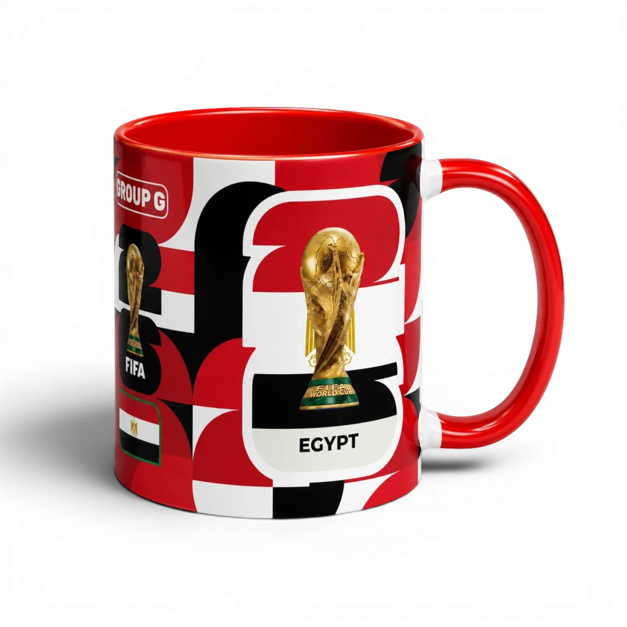 Shop the Egypt World Cup Mug – 320ml by Fann Bliss. A glossy full-wrap ceramic mug with a bold Egypt football fan design, perfect for match days and gifts.
