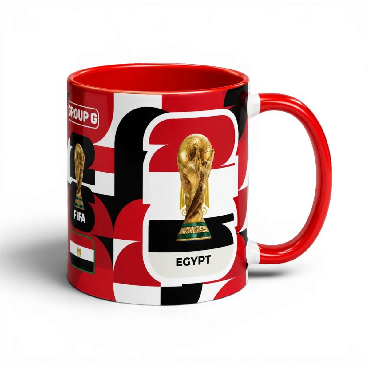 Shop the Egypt World Cup Mug – 320ml by Fann Bliss. A glossy full-wrap ceramic mug with a bold Egypt football fan design, perfect for match days and gifts.