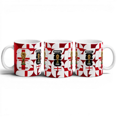 Fann Bliss England FIFA World Cup commemorative ceramic mug with St George's Cross pattern, trophy, and "GROUP L" text.