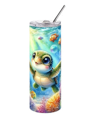 Underwater Turtle 600ml Stainless Steel Tumbler with Lid & Straw