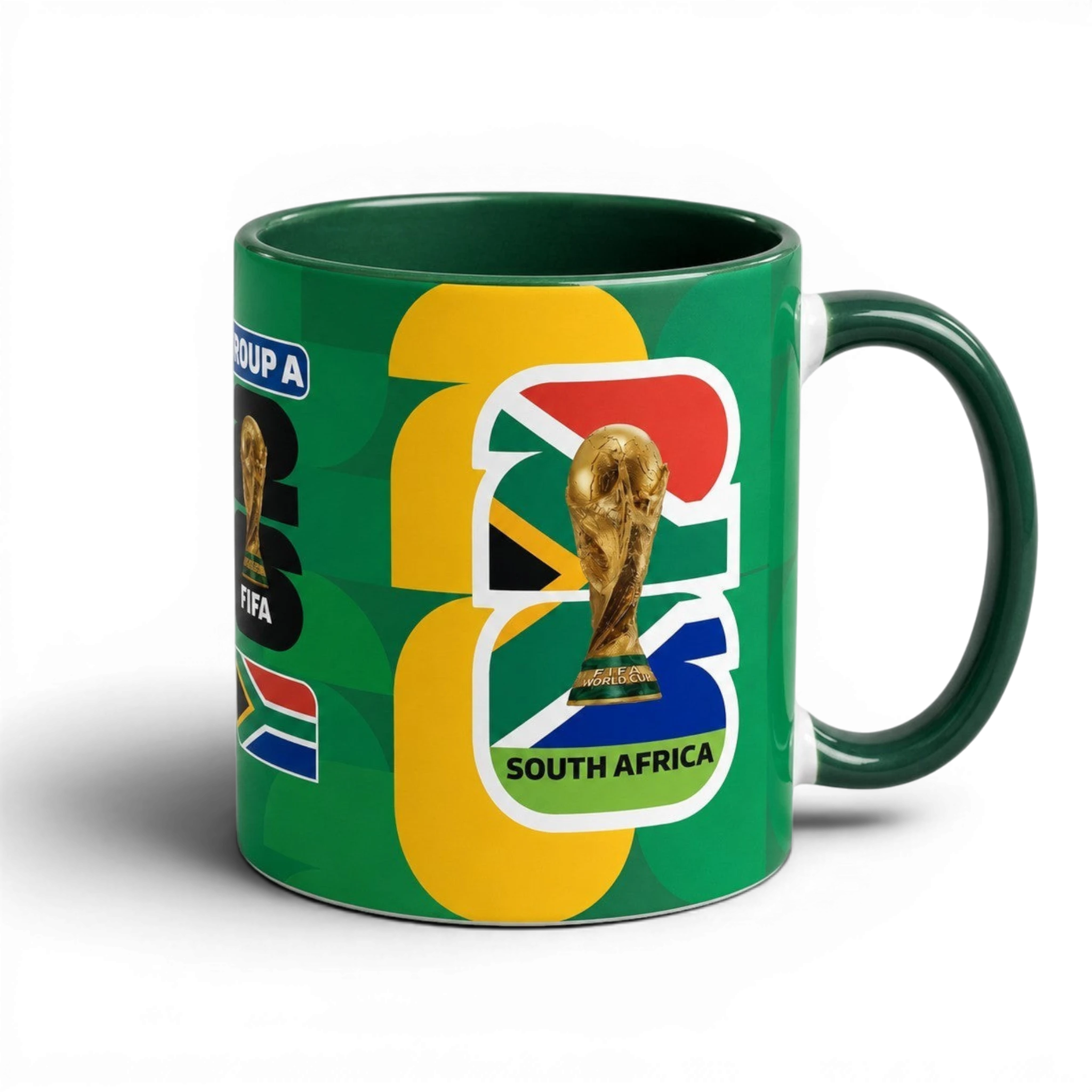 Fann Bliss 2026 FIFA World Cup South Africa ceramic mug with trophy graphic and green finish