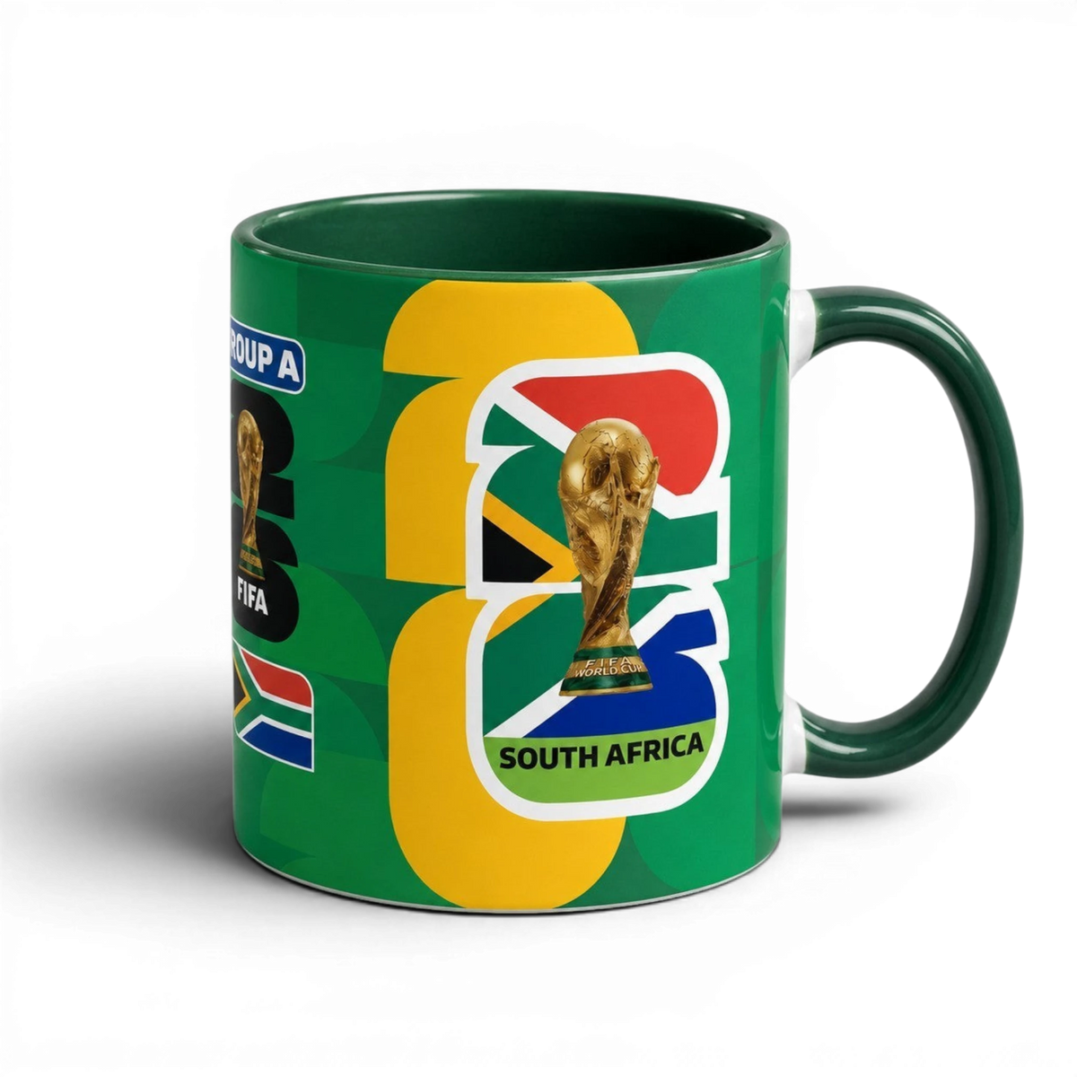 Fann Bliss 2026 FIFA World Cup South Africa ceramic mug with trophy graphic and green finish