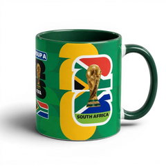 Fann Bliss 2026 FIFA World Cup South Africa ceramic mug with trophy graphic and green finish