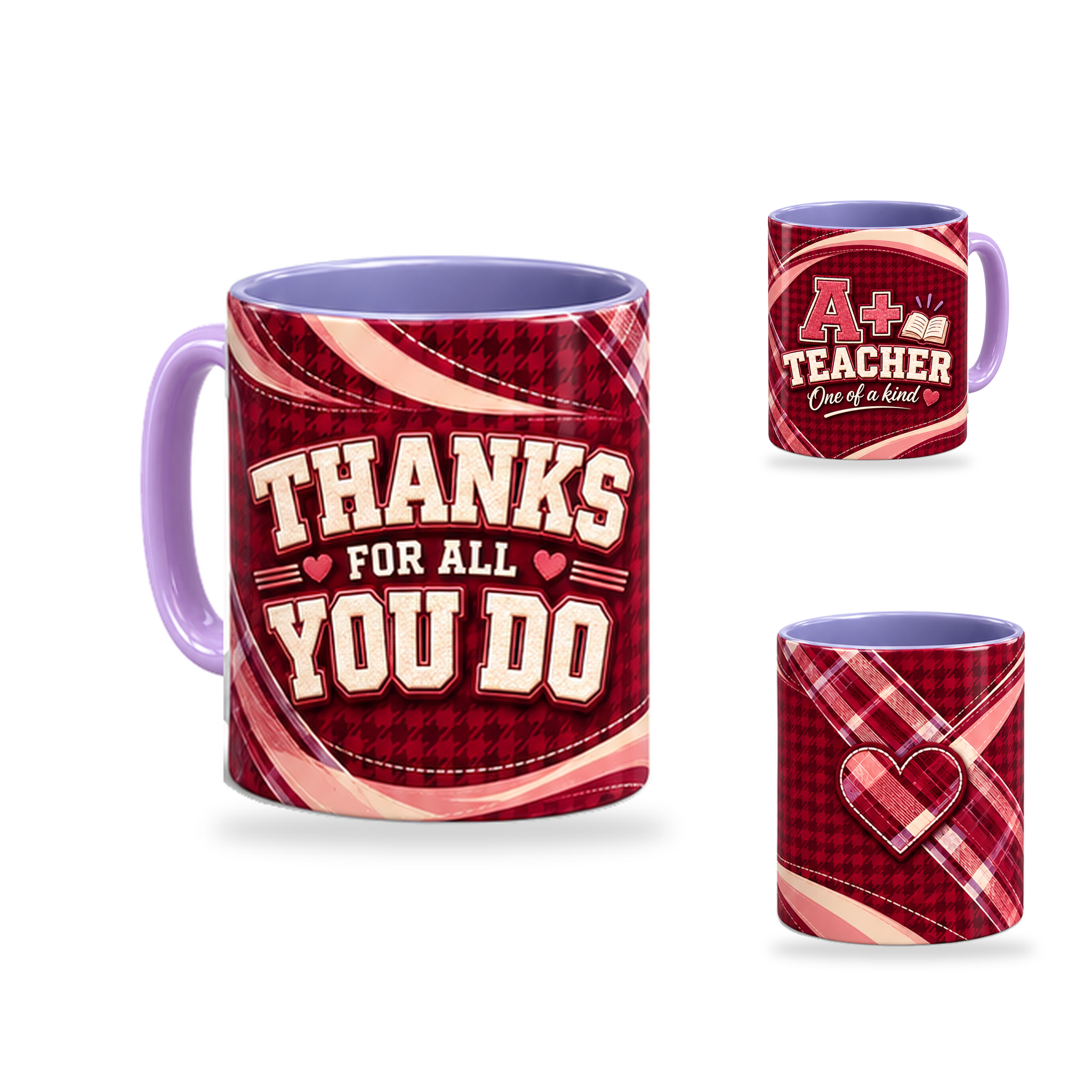 A Plus Teacher Mug – 320ml, Light Purple ceramic mug, opposite-side of the Teacher’s Day artwork