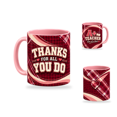 A Plus Teacher Mug – 320ml, Pink ceramic mug, opposite-side of the Teacher’s Day artwork