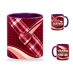 A Plus Teacher Mug – 320ml, Purple ceramic mug, centre-pattern of the Teacher’s Day artwork