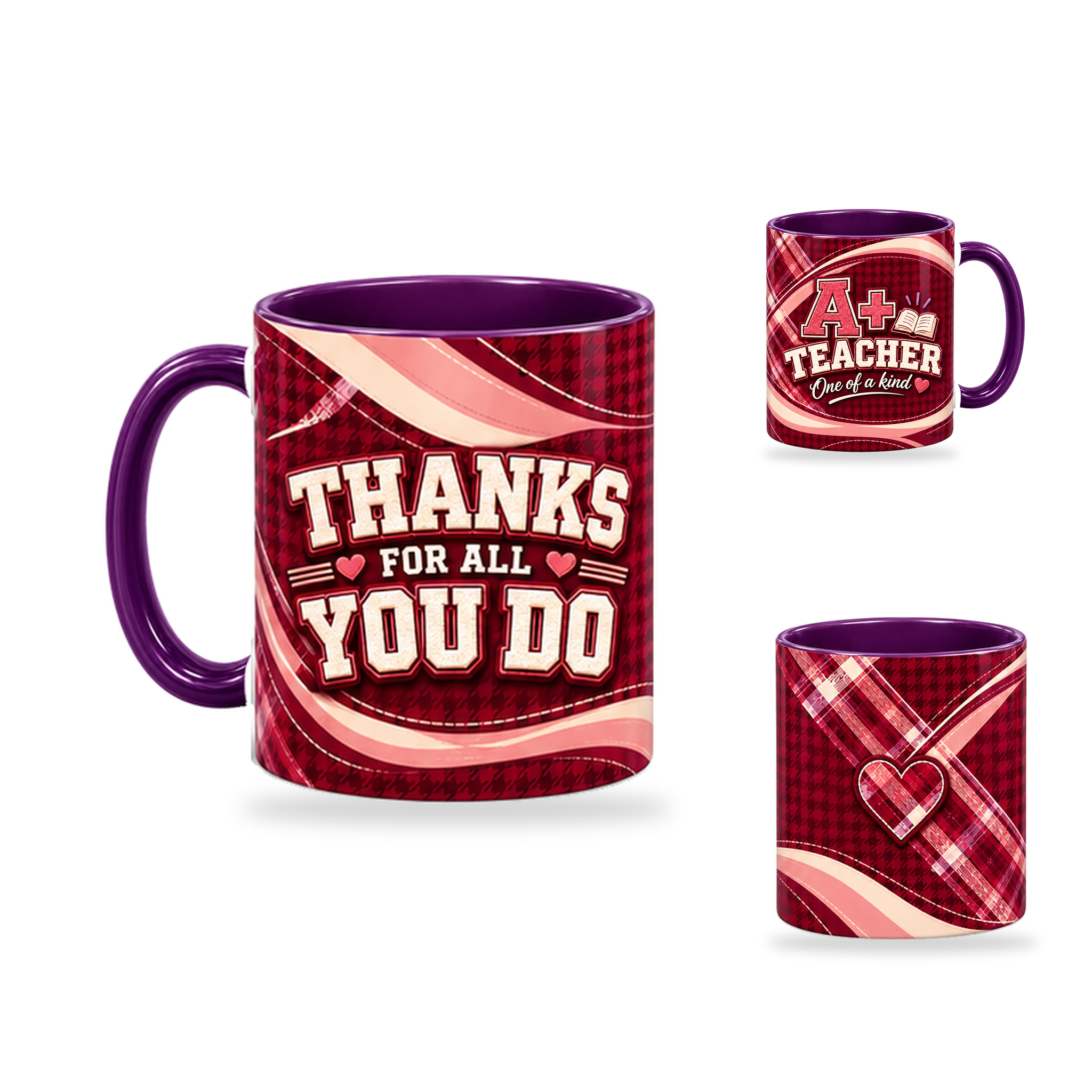 A Plus Teacher Mug – 320ml, Purple ceramic mug, opposite-side of the Teacher’s Day artwork