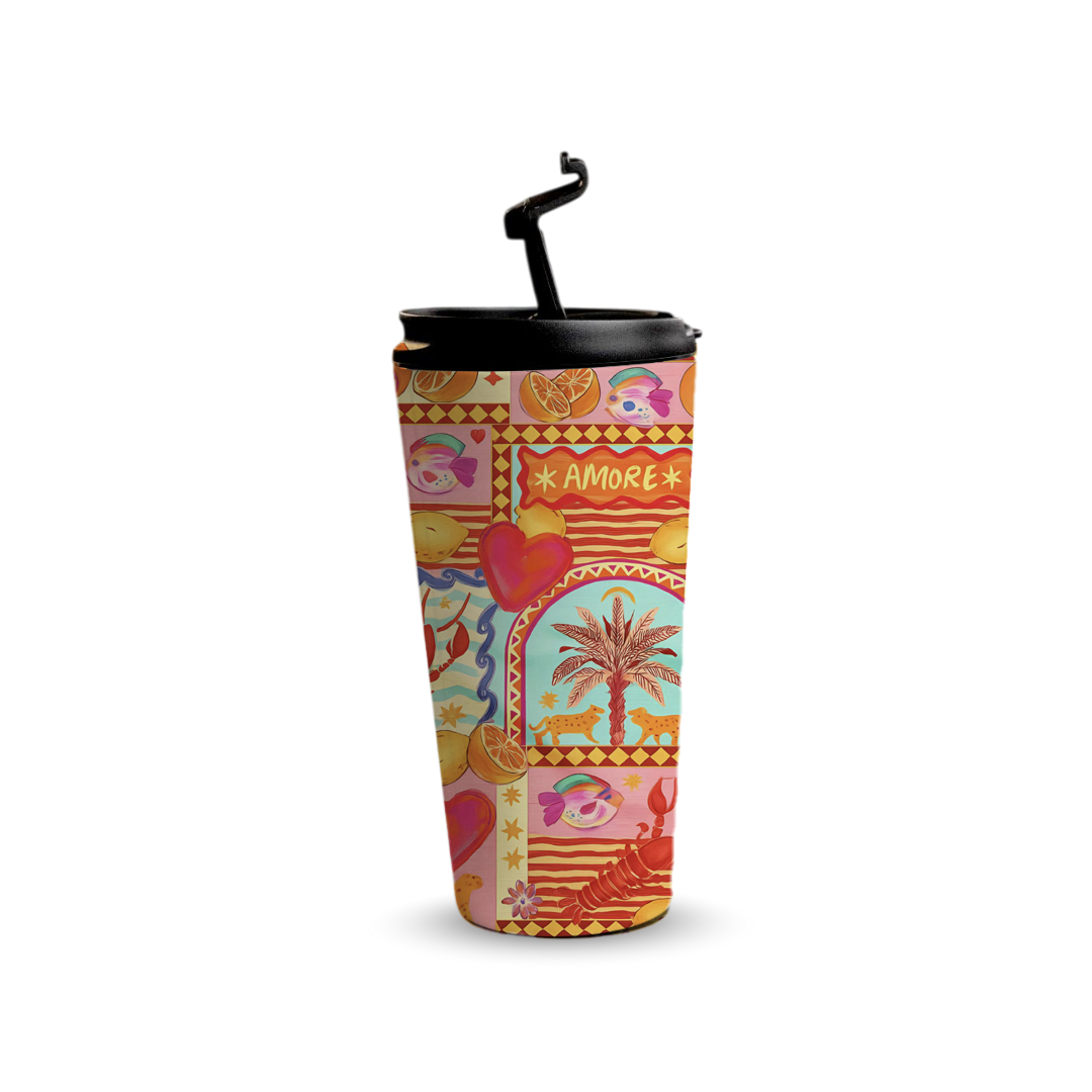 Amore 480ml Tumbler by Fann Bliss — raised drinking spout view