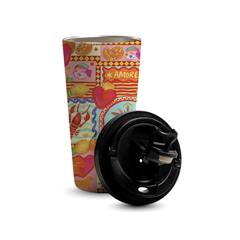Amore 480ml Tumbler by Fann Bliss — open tumbler with lid beside it