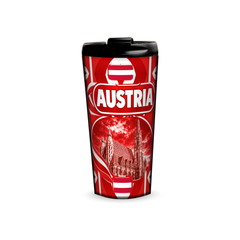 Austria 480ml tumbler front view with country design