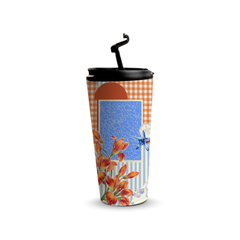 Autumn Bloom 480ml Tumbler by Fann Bliss — raised drinking spout view