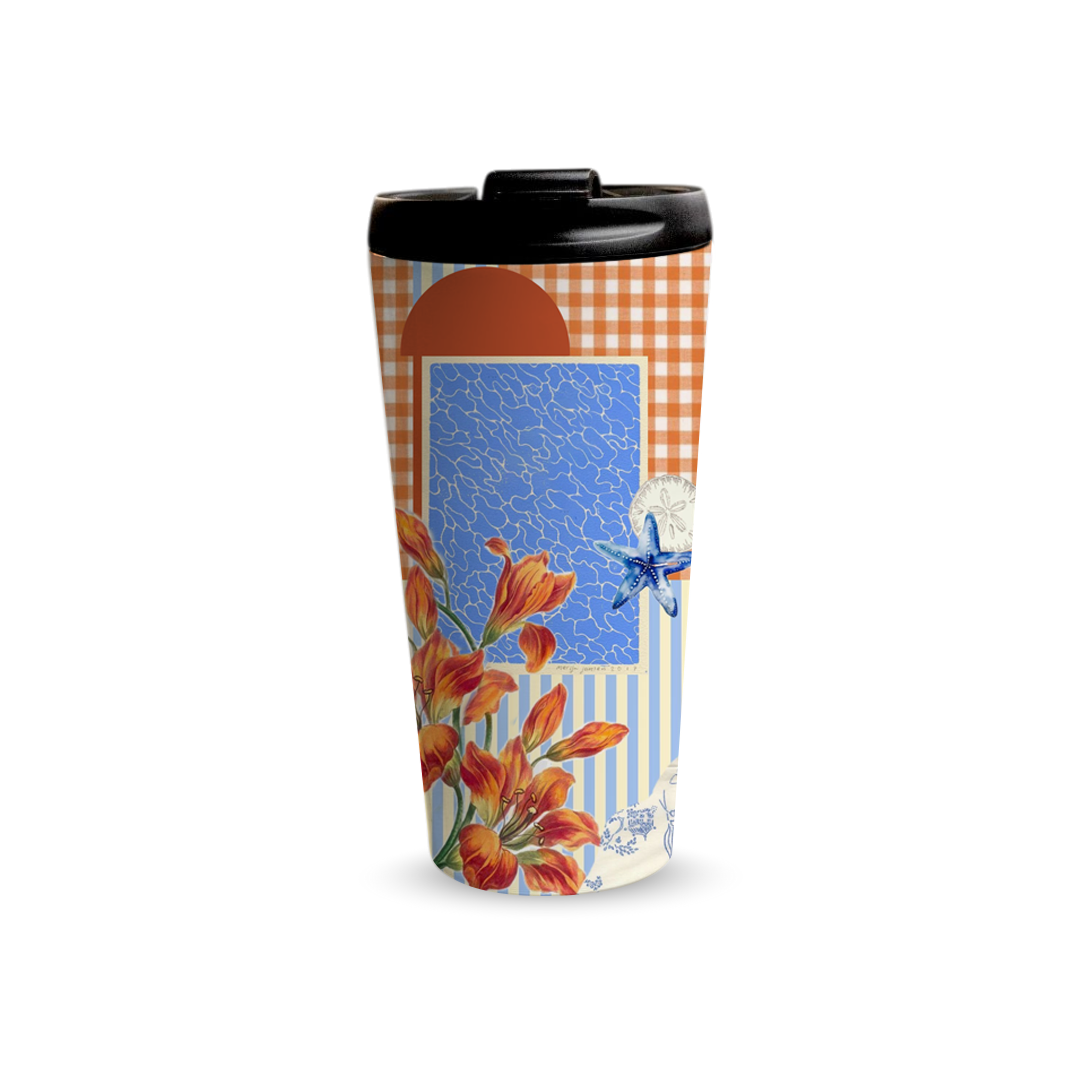 Autumn Bloom 480ml Tumbler by Fann Bliss — closed black lid view