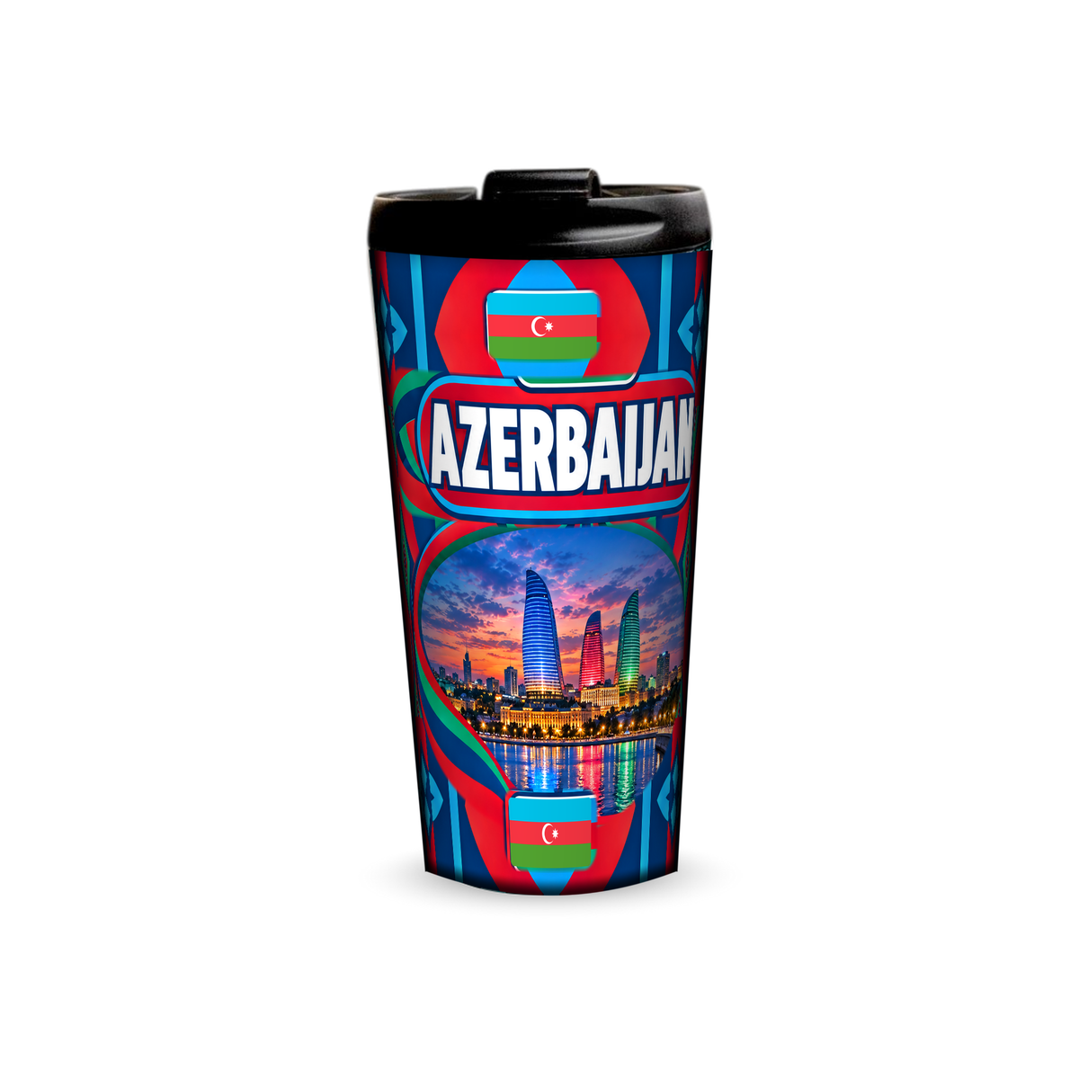 Azerbaijan 480ml tumbler front view with country design