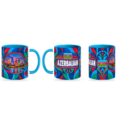 Azerbaijan Mug – 320ml — three matching angles together on a white background with a soft shadow
