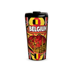 Belgium 480ml tumbler front view with country design