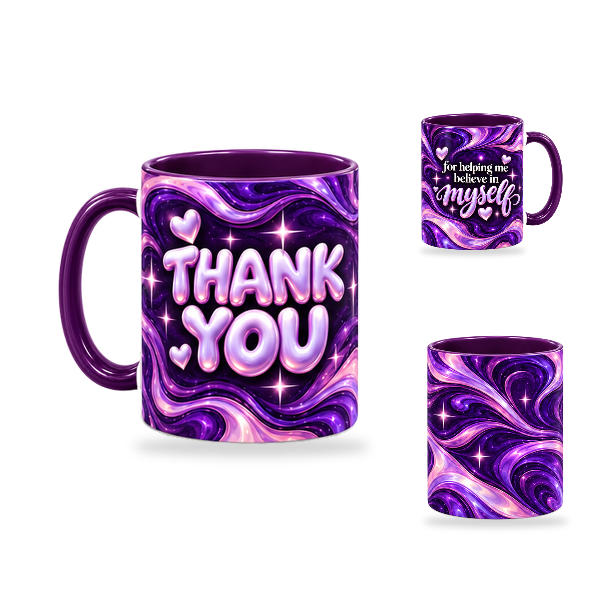 Believe In Me Mug – 320ml, Purple ceramic mug, opposite-side of the Teacher’s Day artwork