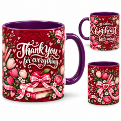 Big Heart Mug – 320ml, purple ceramic mug, views of the full-wrap Teacher’s Day design