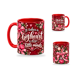 Big Heart Mug – 320ml, Red ceramic mug, opposite-side of the Teacher’s Day artwork