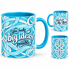 Big Possibilities Mug – 320ml, light blue ceramic mug, views of the full-wrap Teacher’s Day design