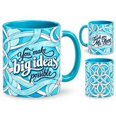 Big Possibilities Mug – 320ml, teal ceramic mug, views of the full-wrap Teacher’s Day design