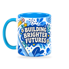 Blue Pencil Blueprint Teacher Mug – 320ml — left view on a transparent background