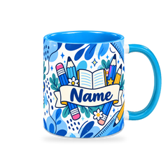 Blue Pencil Blueprint Teacher Mug – 320ml — right view on a transparent background